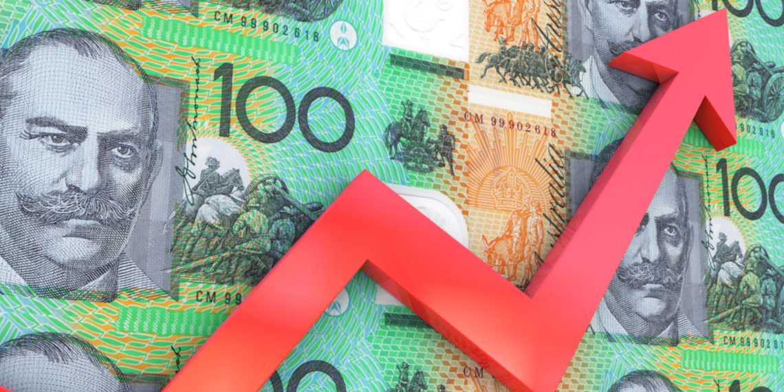 chart rising with australian dollar background