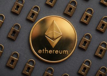 Ethereum coins with locks around it