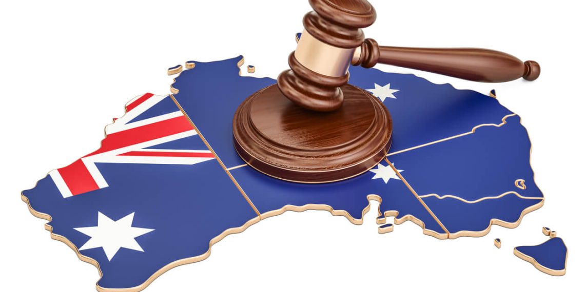 Aus map with gavel